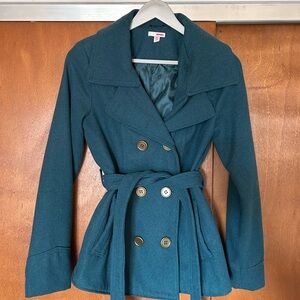 Darling Teal Double-Breasted Pea Coat